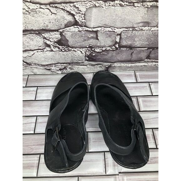 Chocolat Blu Cortez Black Leather Platform Wedge Strap Sandals Women Sz 9M US/40 - Picture 9 of 16